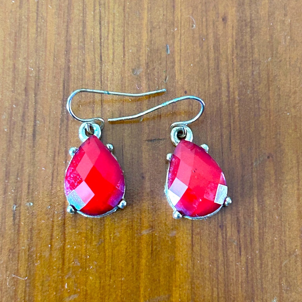 Ruby red rhinestone earrings